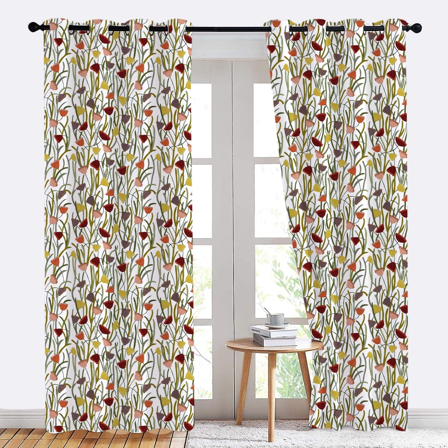 Sabrina - Set of 2 Panels Crewel Embroidered Curtains | Linen Cotton Mix | Fully Embroidered | Lined-0