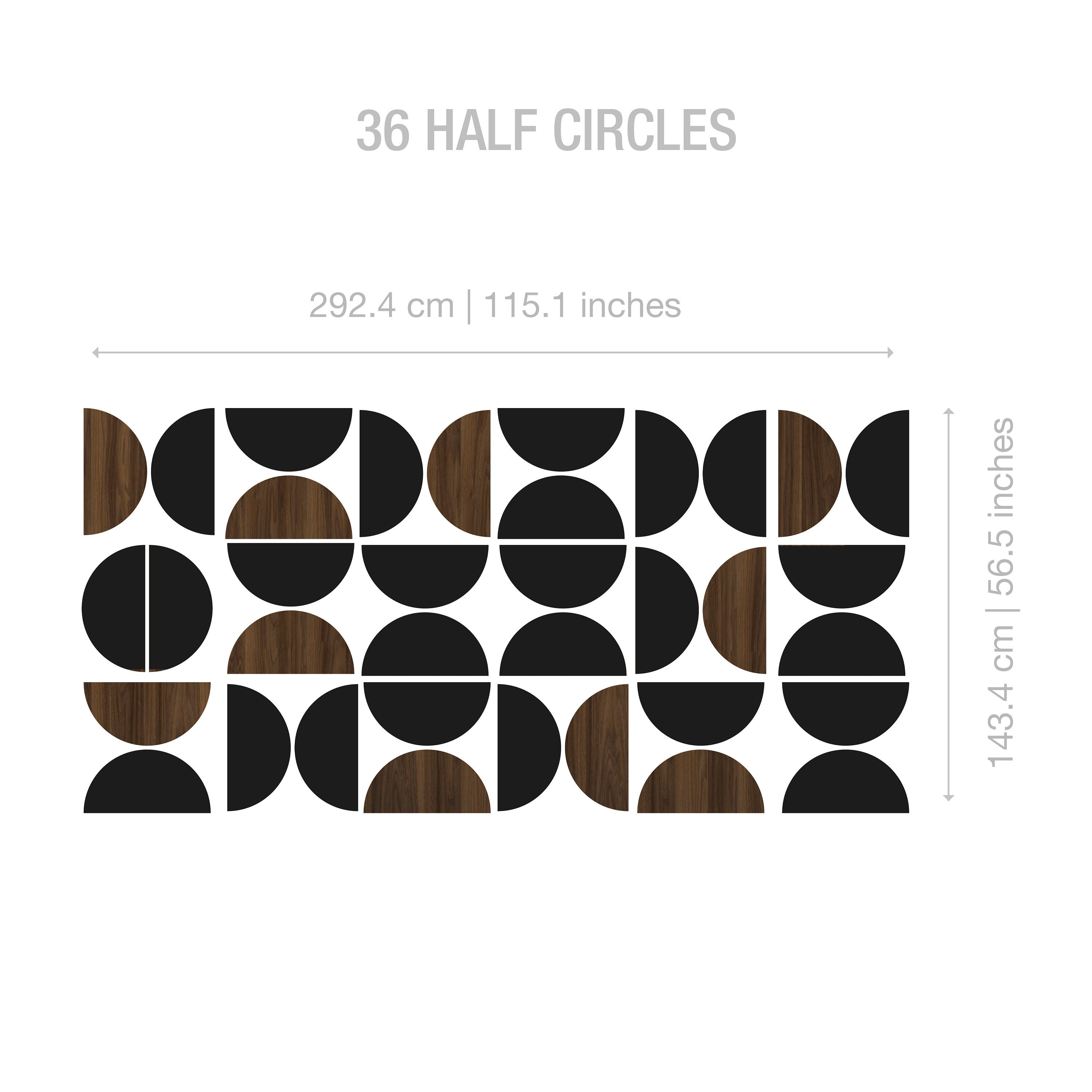 Half Circles Textured Dark Wood Imitation, 3D Geometric Wall Art, Wall Panels, Mid-Century Modern, SKU:WOCI-2