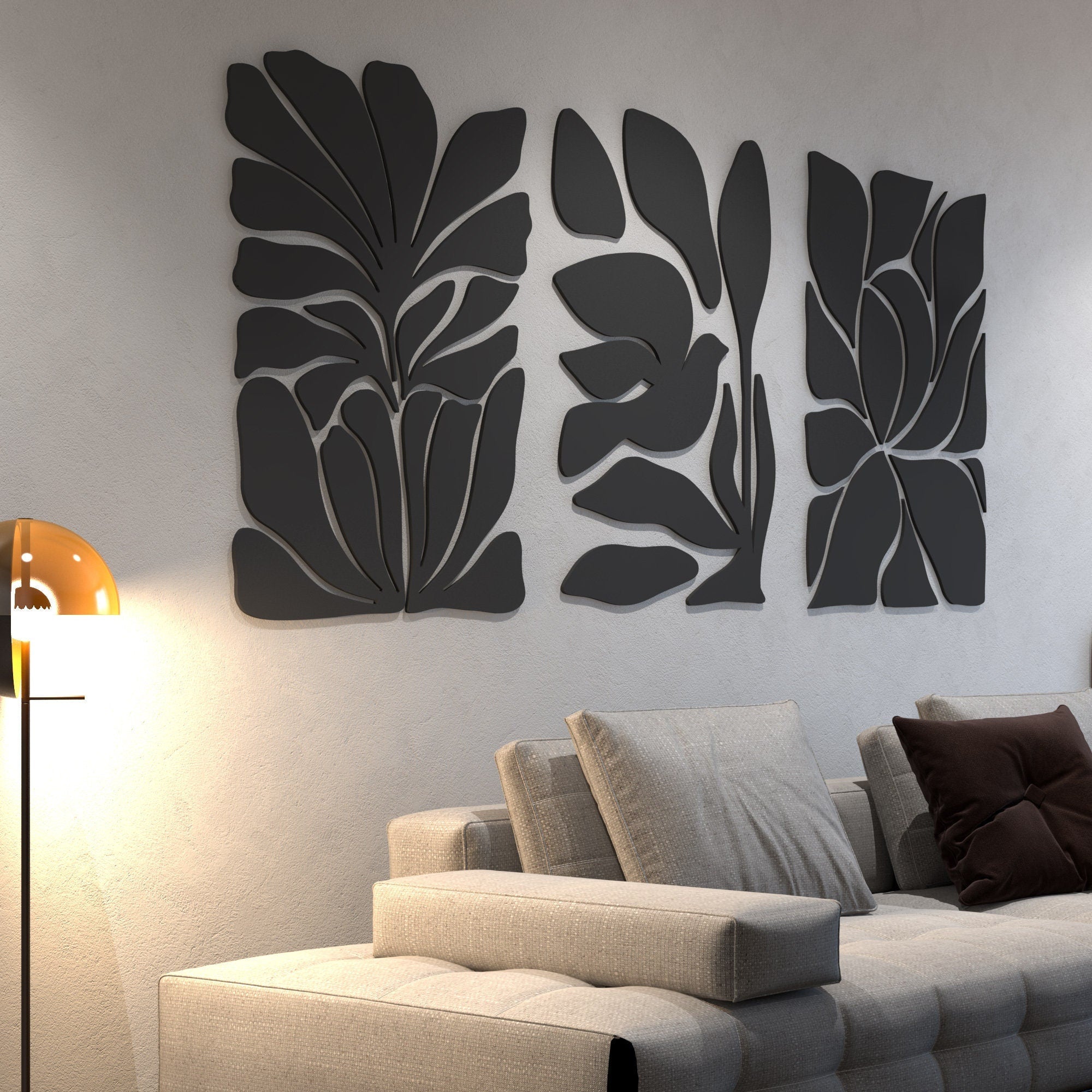 3D Organic Leaves, 3D Wall Panels Decor, Wall Hanging, Modern Wall Art, SKU:3DORG-1