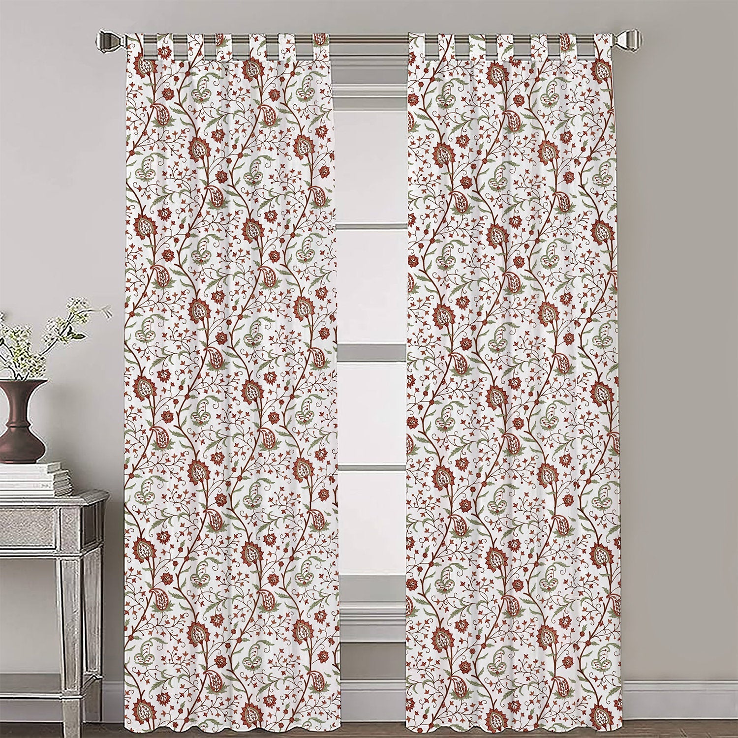 Maria - Set of 2 Panels Crewel Embroidered Curtains | Linen Cotton Mix | Fully Embroidered | Lined-0