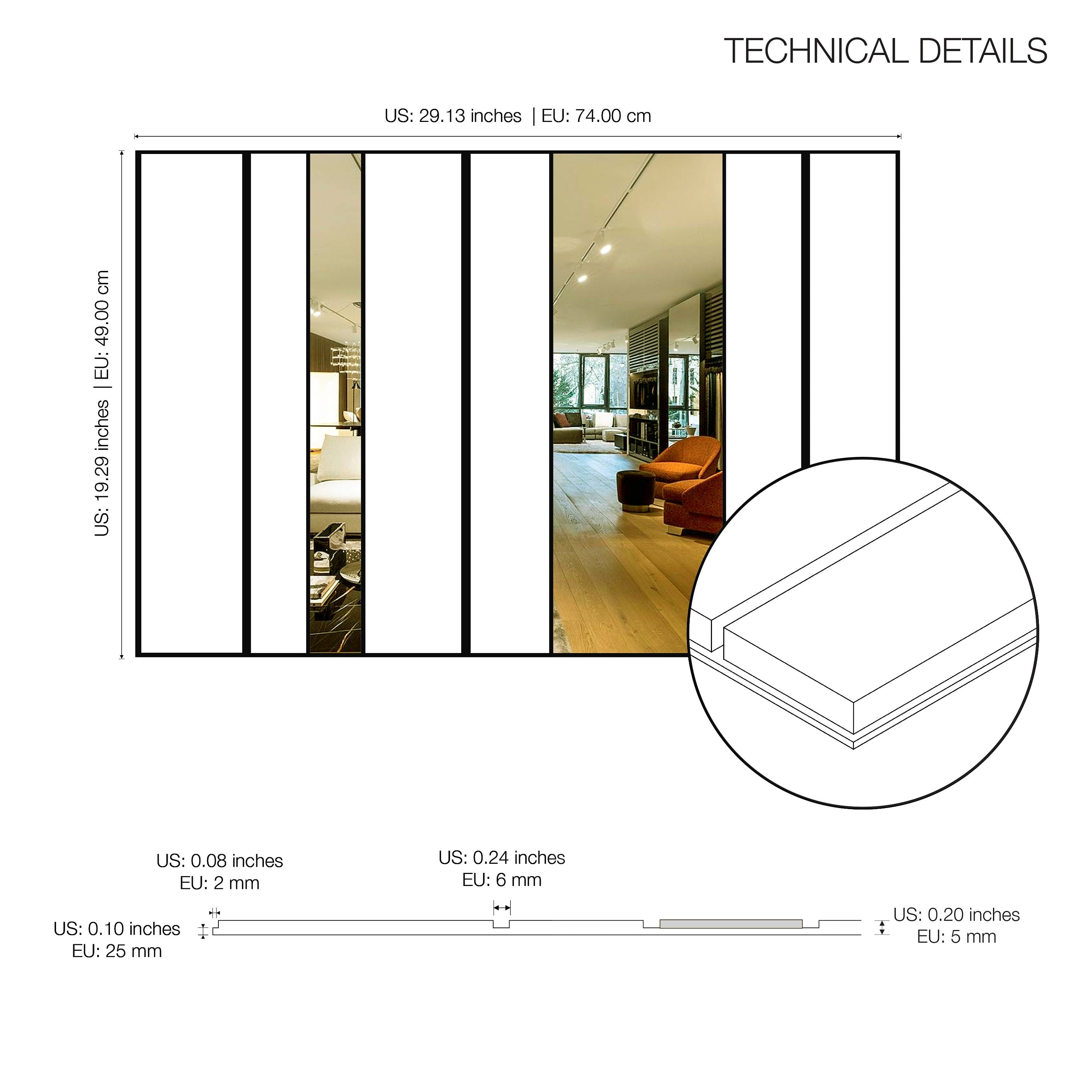 White and Gold Mirror Decorative Panels, 3D Wall Panels, Easy Installation, SKU:WHGO-1