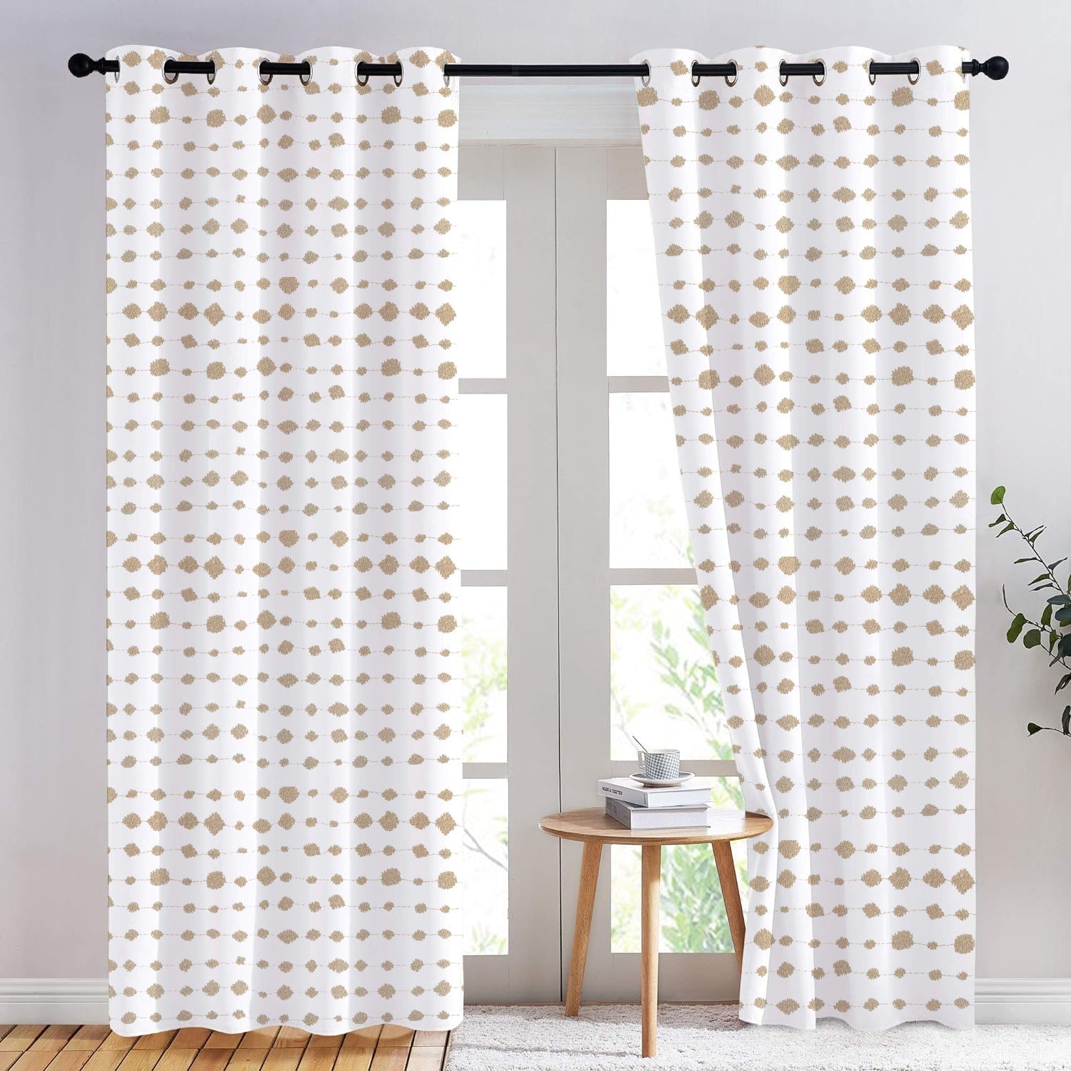 Aveline - Set of 2 Panels Crewel Embroidered Curtains | Linen Cotton Mix | Fully Embroidered | Lined-0