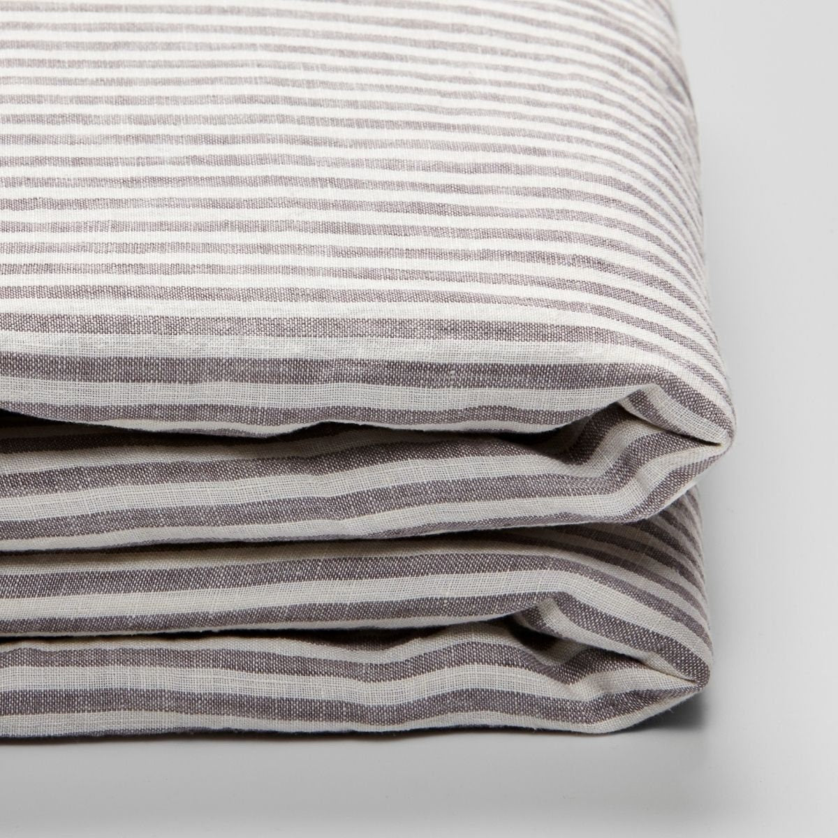 Grey and White Striped - 100% Pure Linen | Linen Cotton Mix | 3 Piece Duvet Cover Set | 4 Piece Sheet Set | Handmade | Pre-washed | Soft-3