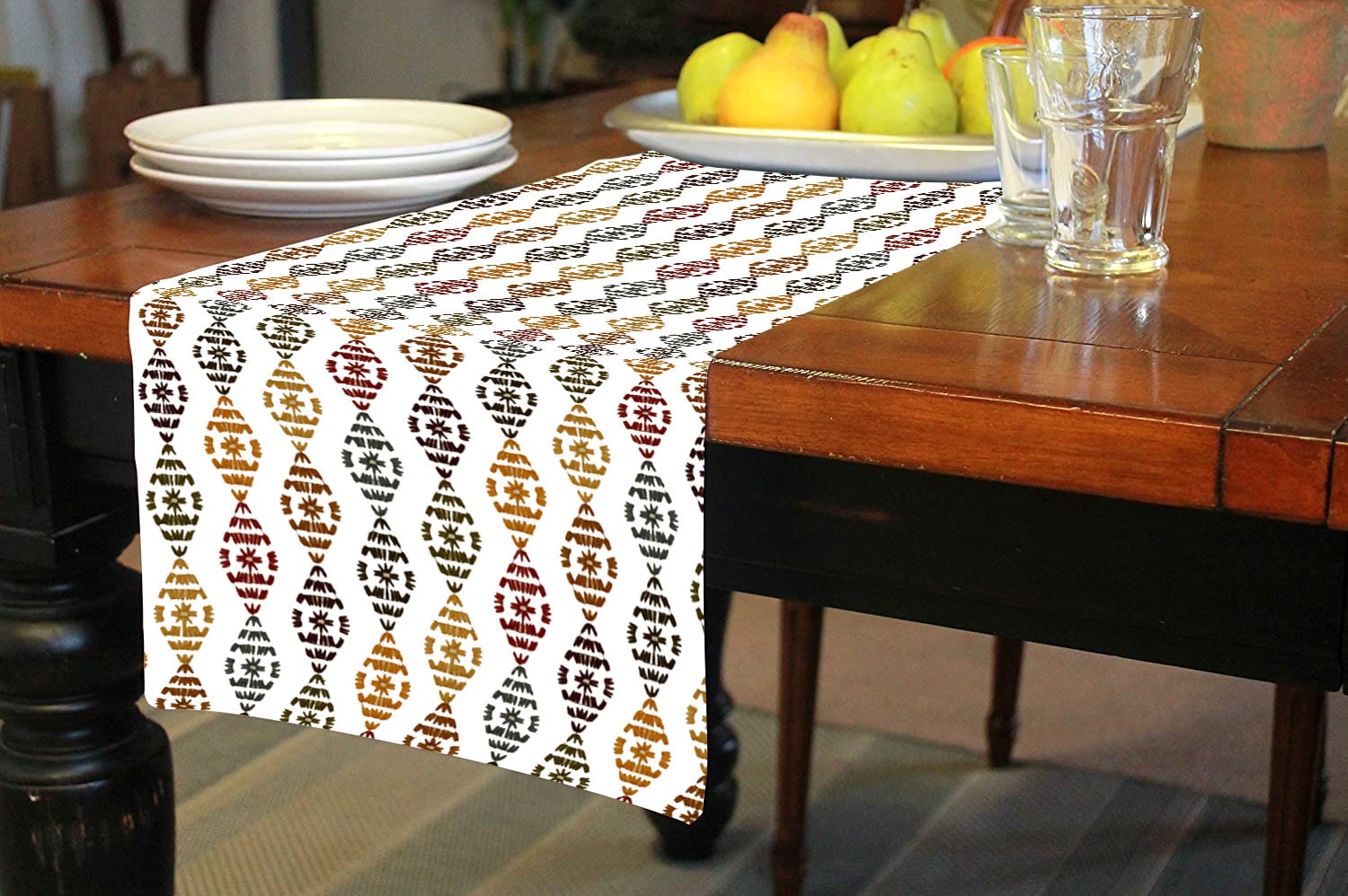 Amalthea - Crewel Embroidered Table Runner | Linen Cotton Mix | Soft | Handmade | Cotton Linen Backing | Customisable Sizes-1