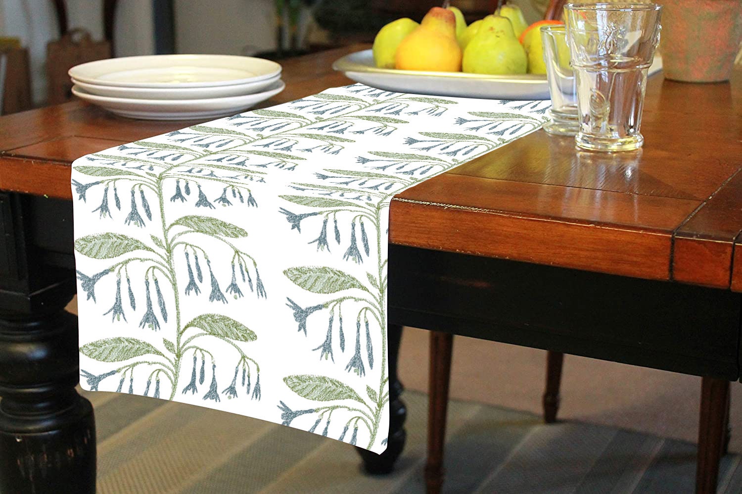 Iliana - Crewel Embroidered Table Runner | Linen Cotton Mix | Soft | Handmade | Cotton Linen Backing | Customisable Sizes-1