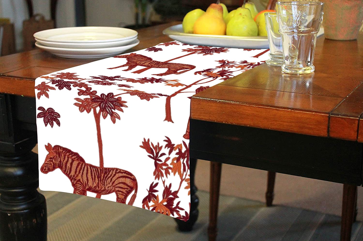 Natalia - Crewel Embroidered Table Runner | Linen Cotton Mix | Soft | Handmade | Cotton Linen Backing | Customisable Sizes-1