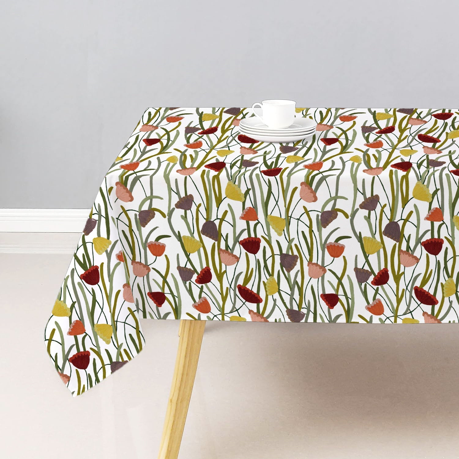 Sabrina - Crewel Embroidered Tablecloth | Linen Cotton Mix | Soft | Handmade | Cotton Linen Backing | Customisable Sizes-1