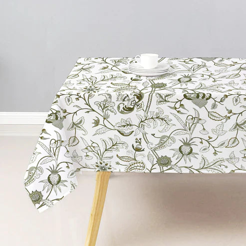 Selena - Crewel Embroidered Tablecloth | Linen Cotton Mix | Soft | Handmade | Cotton Linen Backing | Customisable Sizes-1