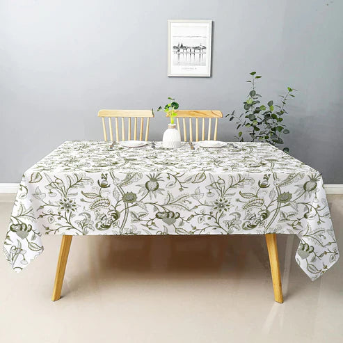 Selena - Crewel Embroidered Tablecloth | Linen Cotton Mix | Soft | Handmade | Cotton Linen Backing | Customisable Sizes-0