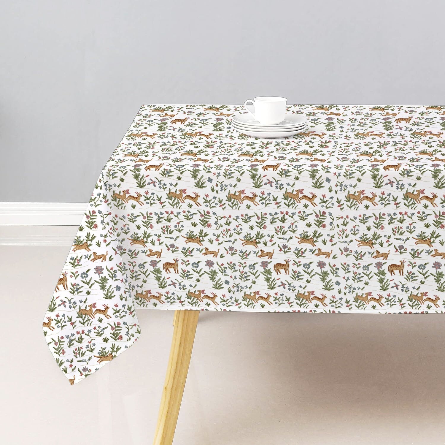 Joy  - Crewel Embroidered Tablecloth | Linen Cotton Mix | Soft | Handmade | Cotton Linen Backing | Customisable Sizes-1