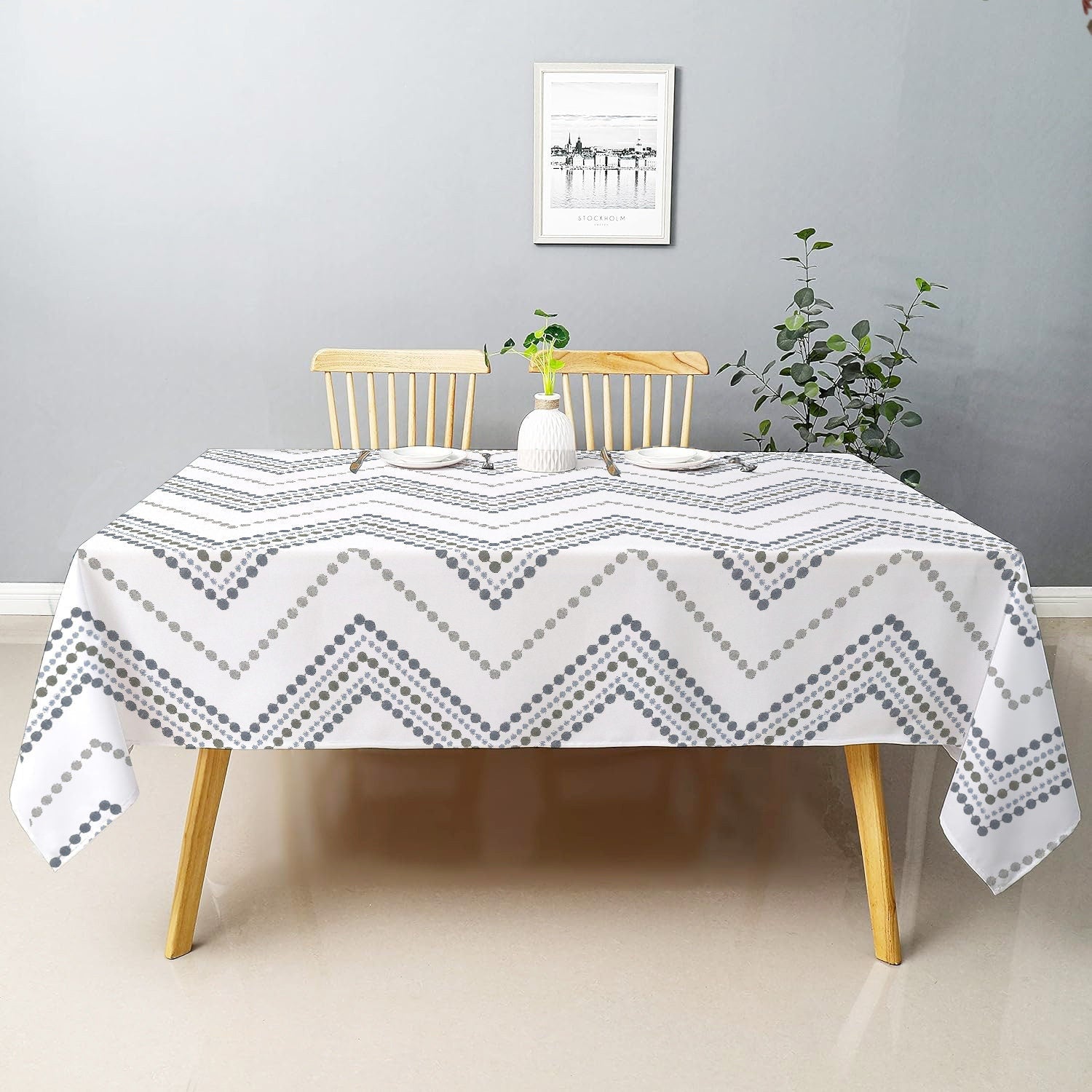 Azura- Crewel Embroidered Tablecloth | Linen Cotton Mix | Soft | Handmade | Cotton Linen Backing | Customisable Sizes-0