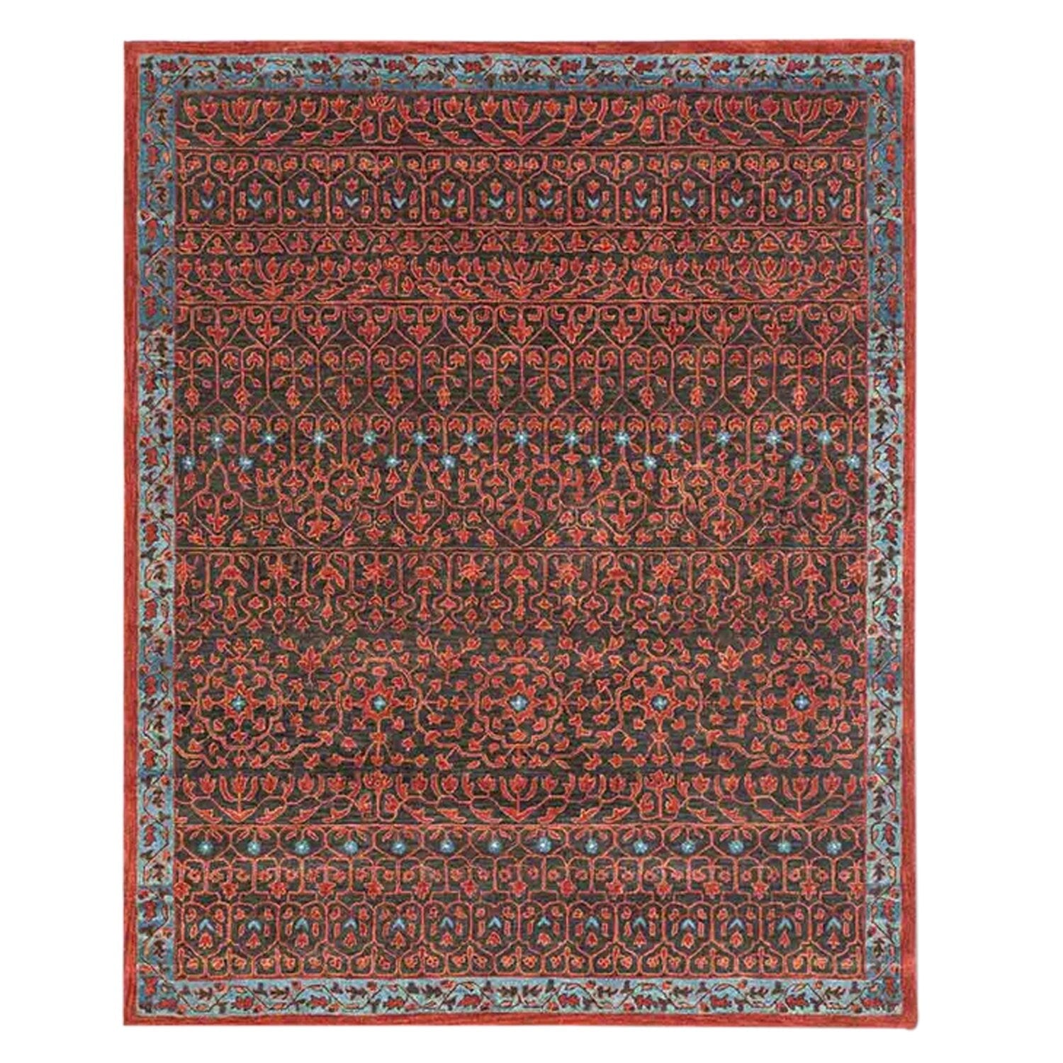 Razdan - Handcrafted Rug/Carpet | Pure Wool | Hand Tufted | High Pile | High Density | Yarn Dyed | Red, Black, Blue-0