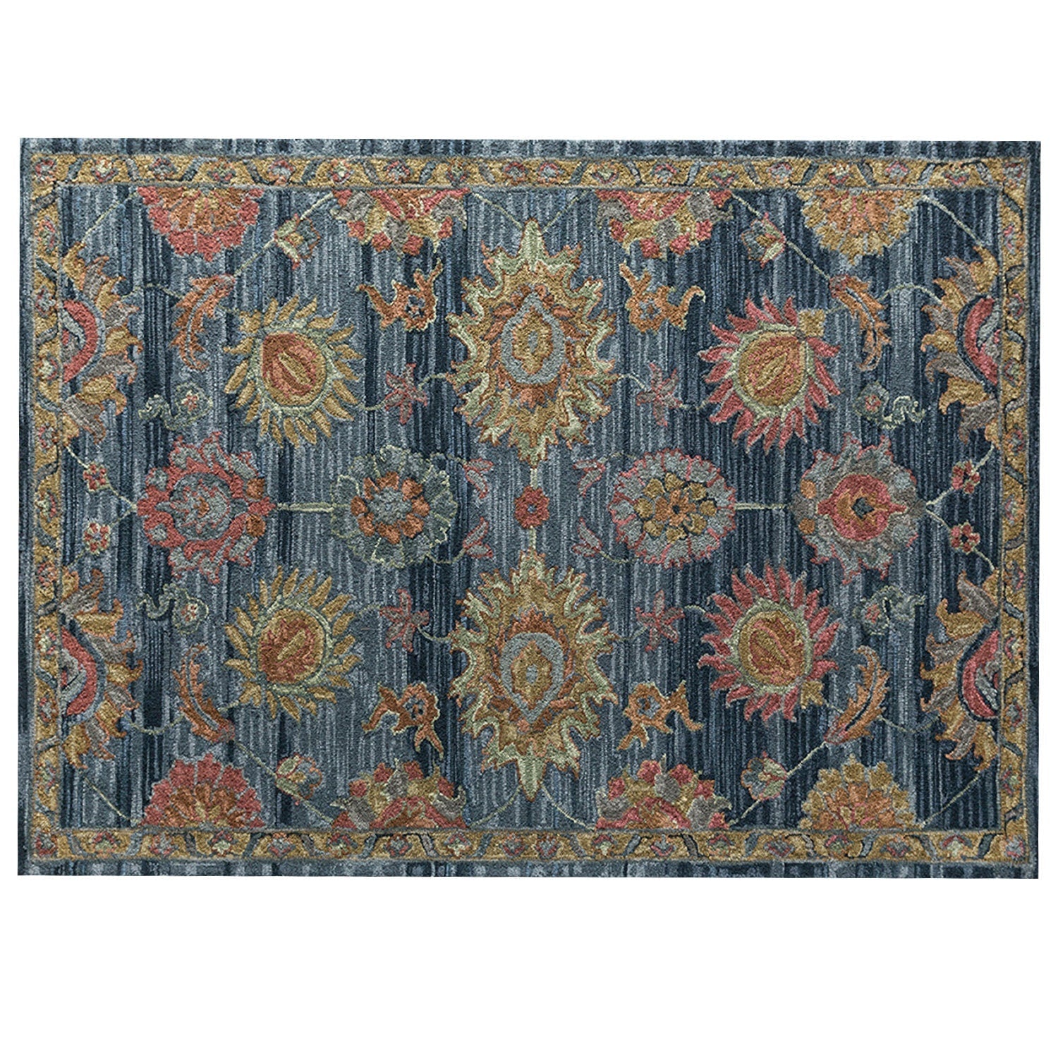 Aziz - Handcrafted Rug/Carpet | Pure Wool | Hand Tufted | High Pile | High Density | Yarn Dyed | Blue, Pink, Yellow-3