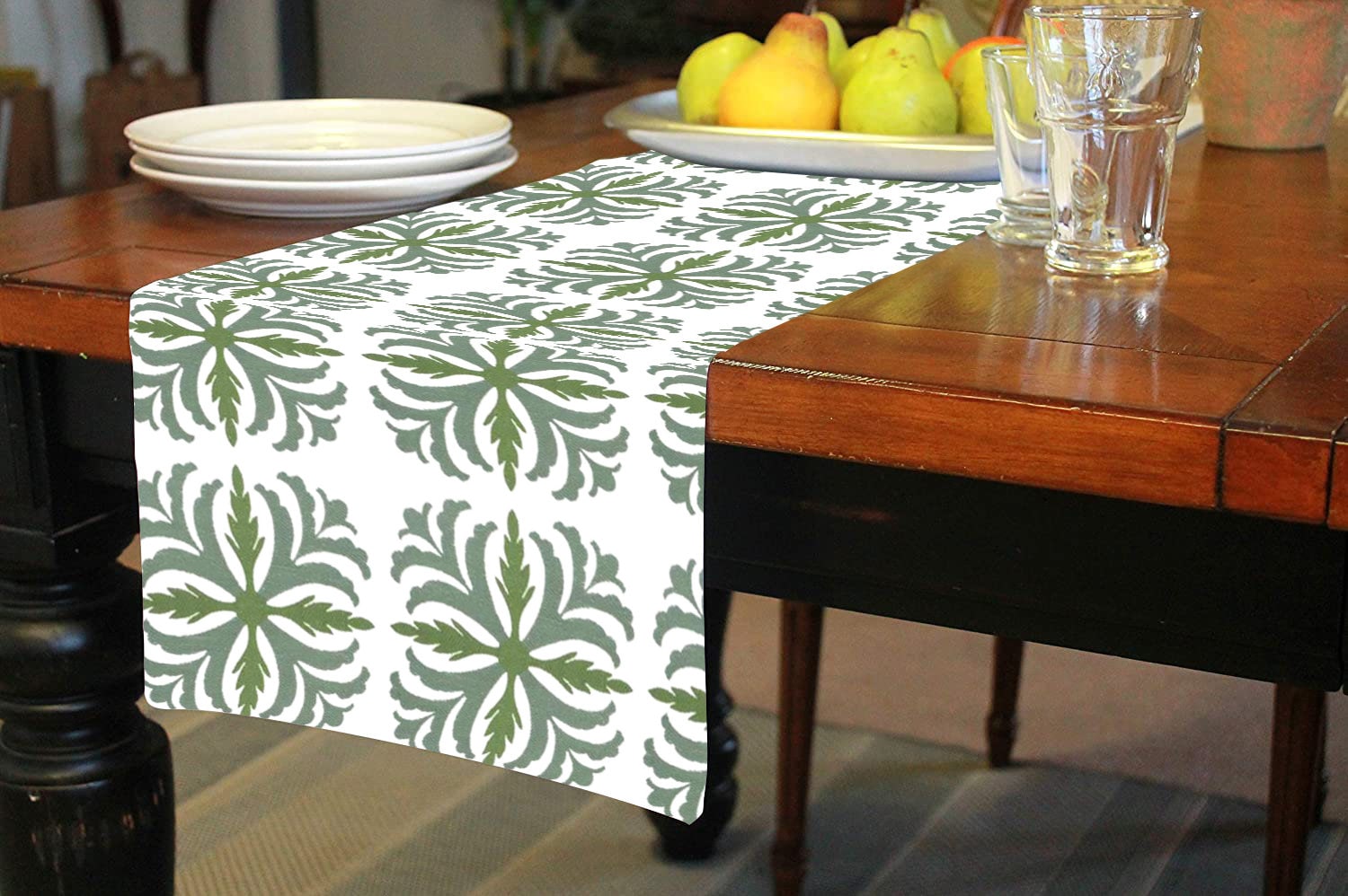 Anastasia - Crewel Embroidered Table Runner | Linen Cotton Mix | Soft | Handmade | Cotton Linen Backing | Customisable Sizes-1