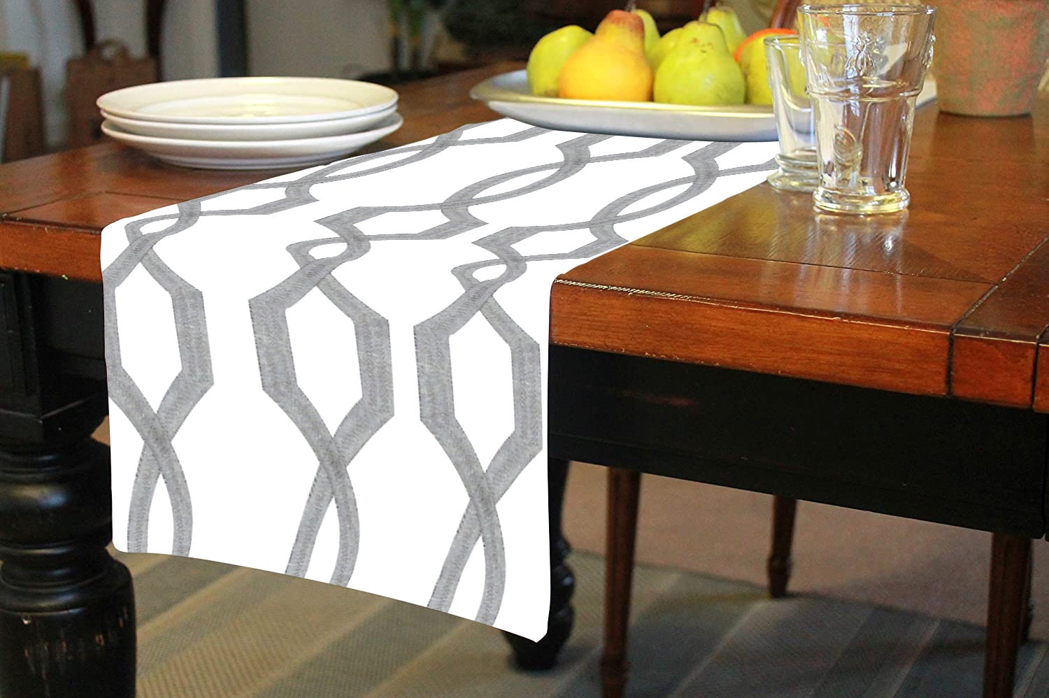 Athena - Crewel Embroidered Table Runner | Linen Cotton Mix | Soft | Handmade | Cotton Linen Backing | Customisable Sizes-1