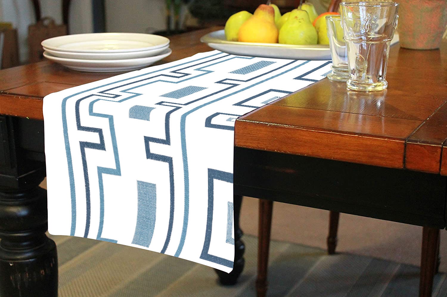 Elowen - Crewel Embroidered Table Runner | Linen Cotton Mix | Soft | Handmade | Cotton Linen Backing | Customisable Sizes-1