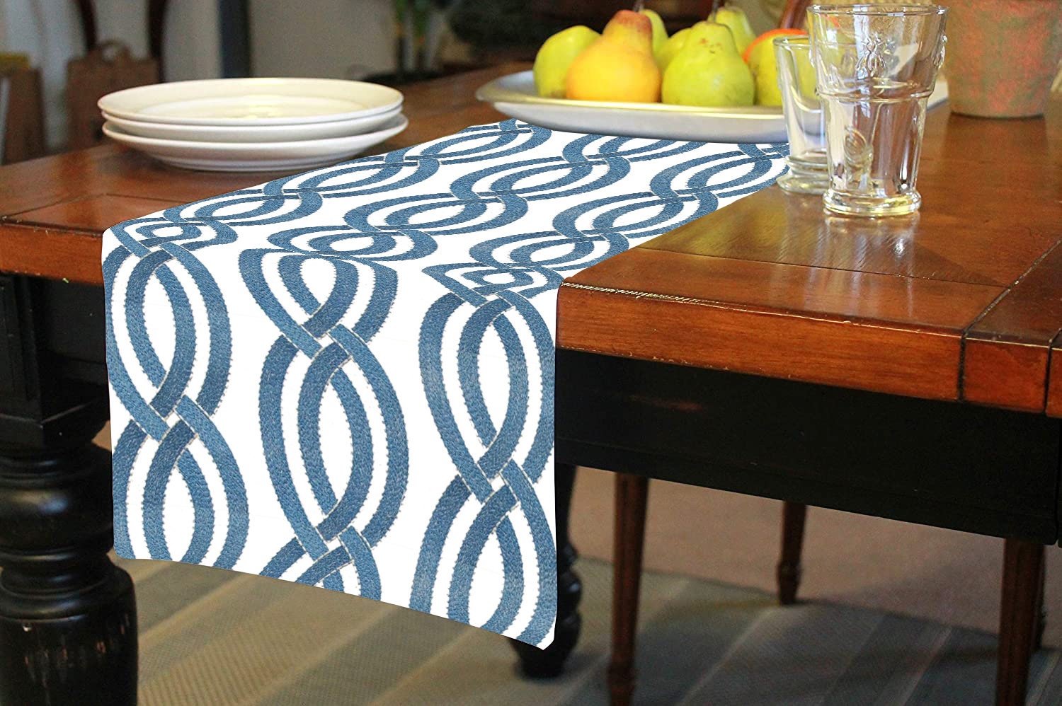 Zara - Crewel Embroidered Table Runner | Linen Cotton Mix | Soft | Handmade | Cotton Linen Backing | Customisable Sizes-1