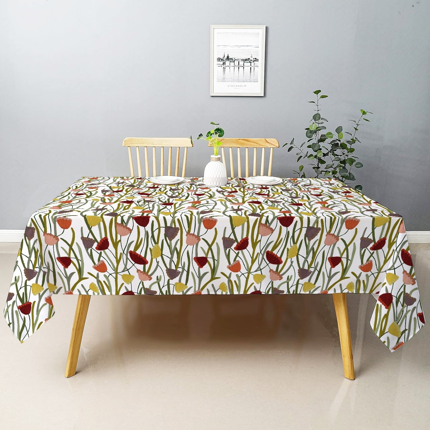 Sabrina - Crewel Embroidered Tablecloth | Linen Cotton Mix | Soft | Handmade | Cotton Linen Backing | Customisable Sizes-0