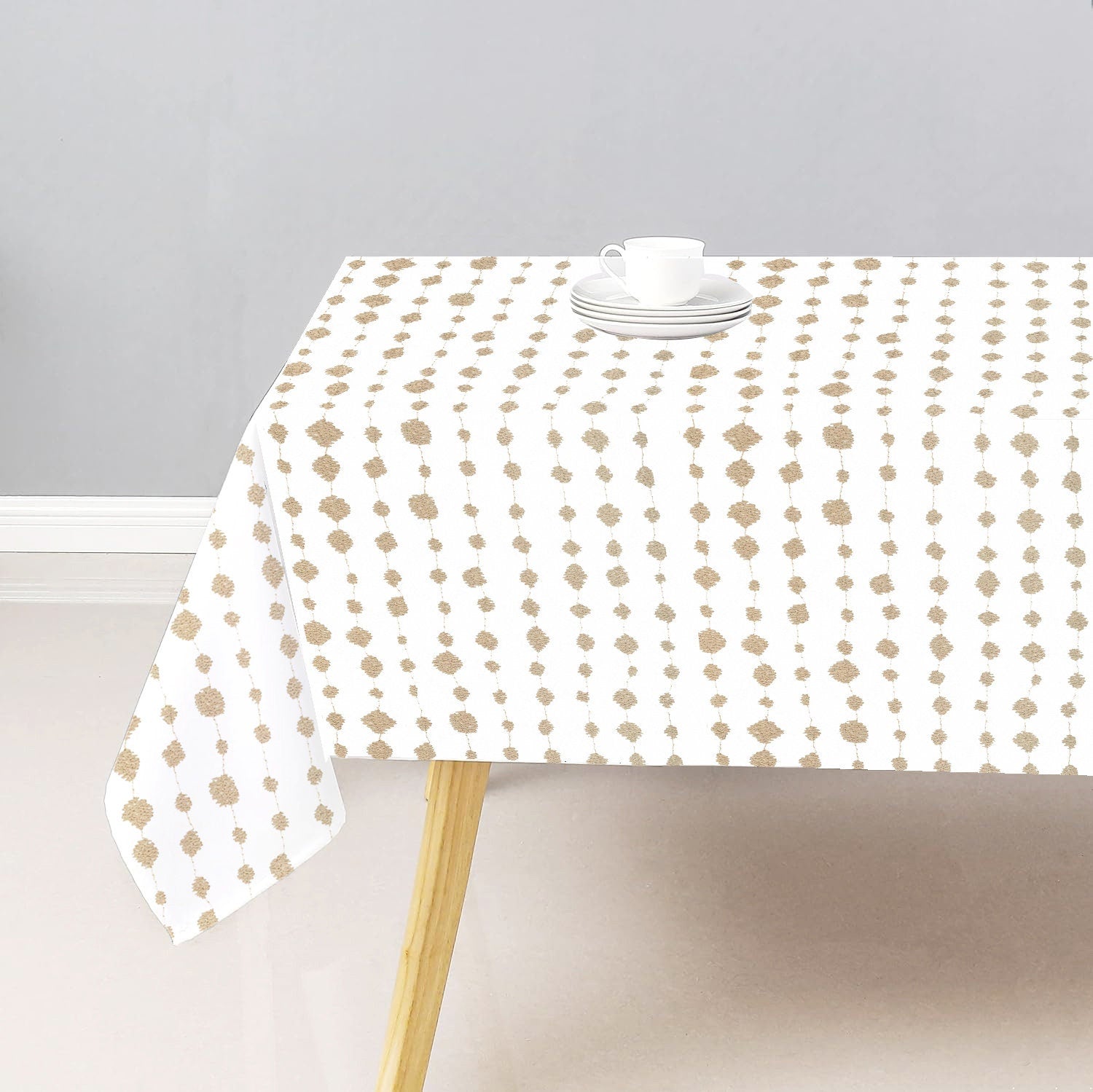 Aveline- Crewel Embroidered Tablecloth | Linen Cotton Mix | Soft | Handmade | Cotton Linen Backing | Customisable Sizes-1