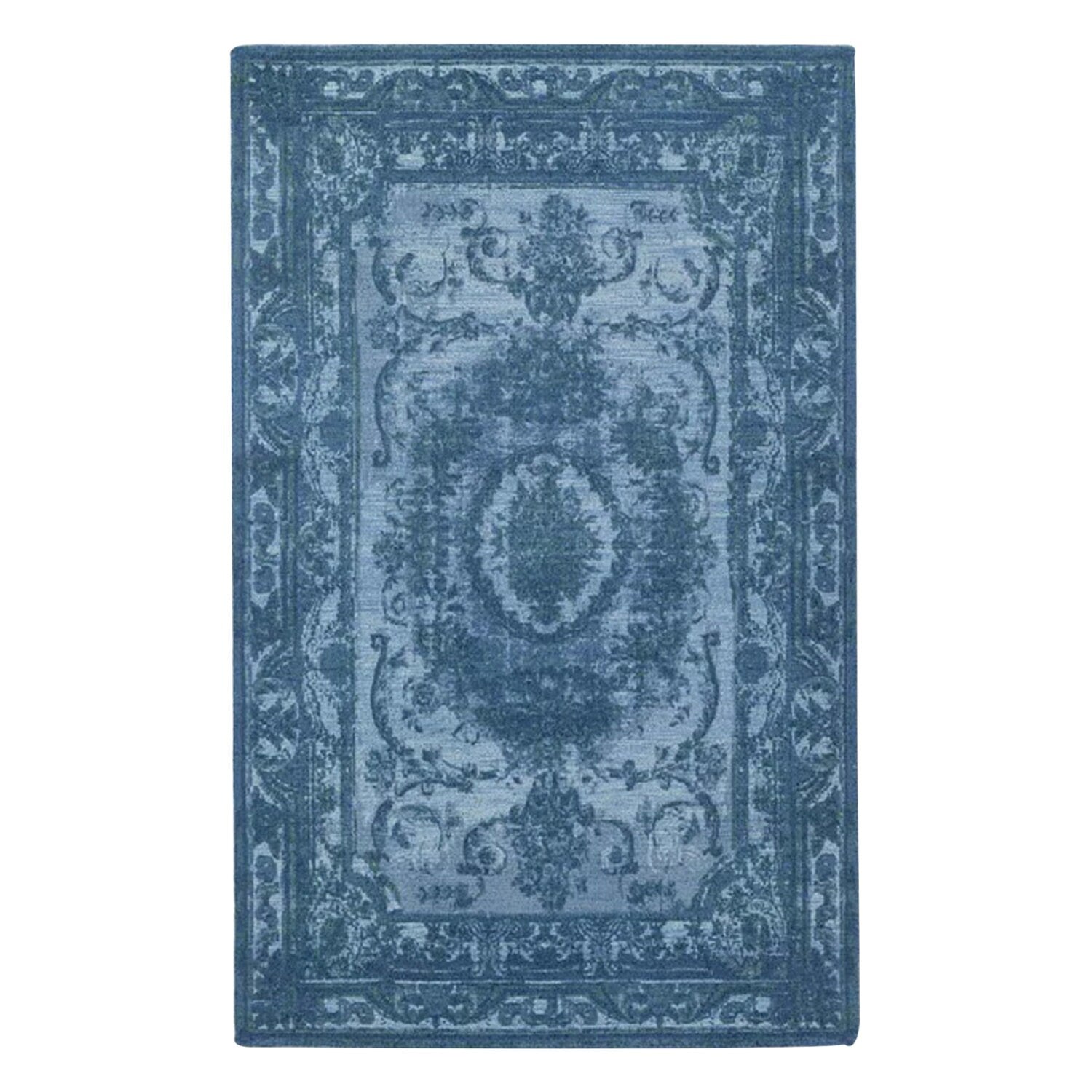 Yazdan - Handcrafted Rug/Carpet | Pure Wool | Hand Tufted | High Pile | High Density | Yarn Dyed | Blue-0