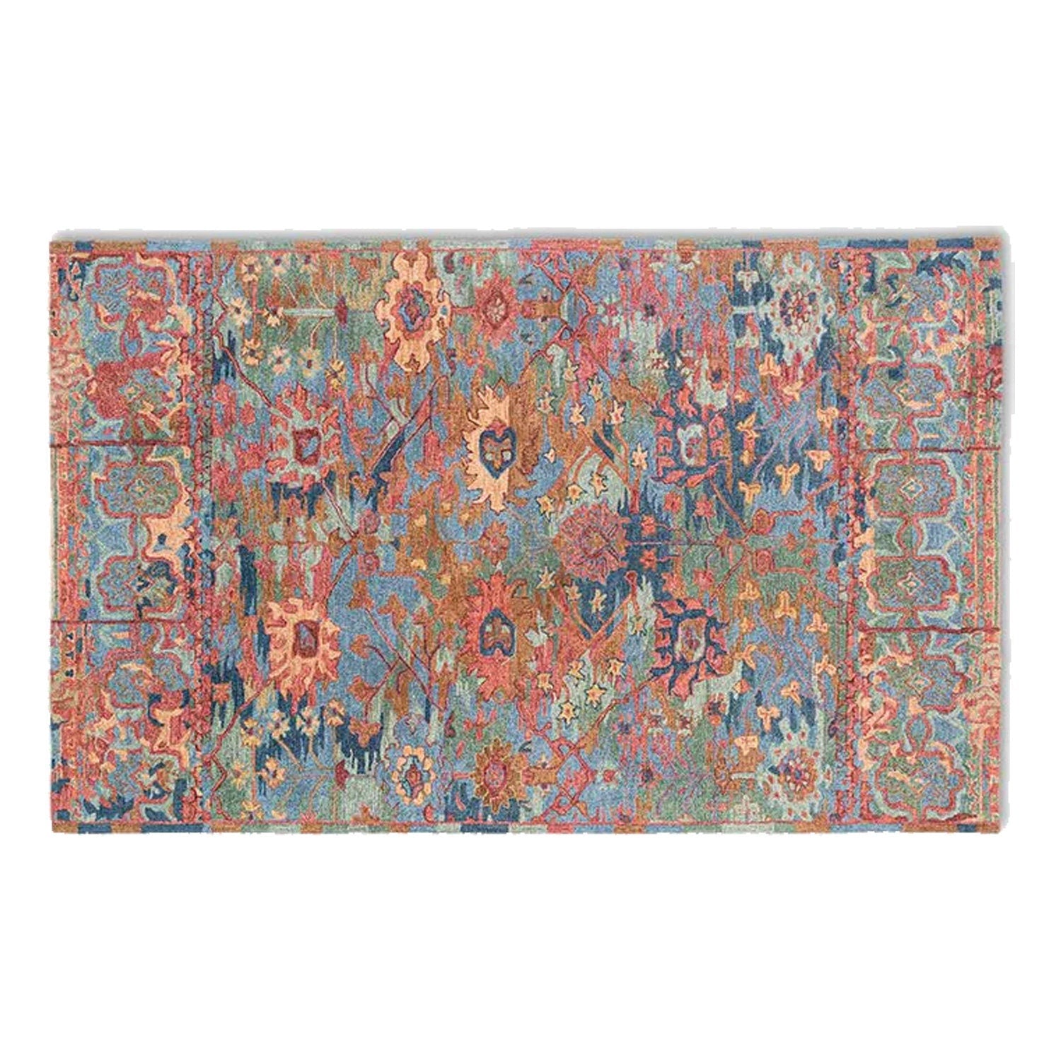 Cyra - Handcrafted Rug/Carpet | Pure Wool | Hand Tufted | High Pile | High Density | Yarn Dyed | Blue, Pink, Orange, Red, Green-3