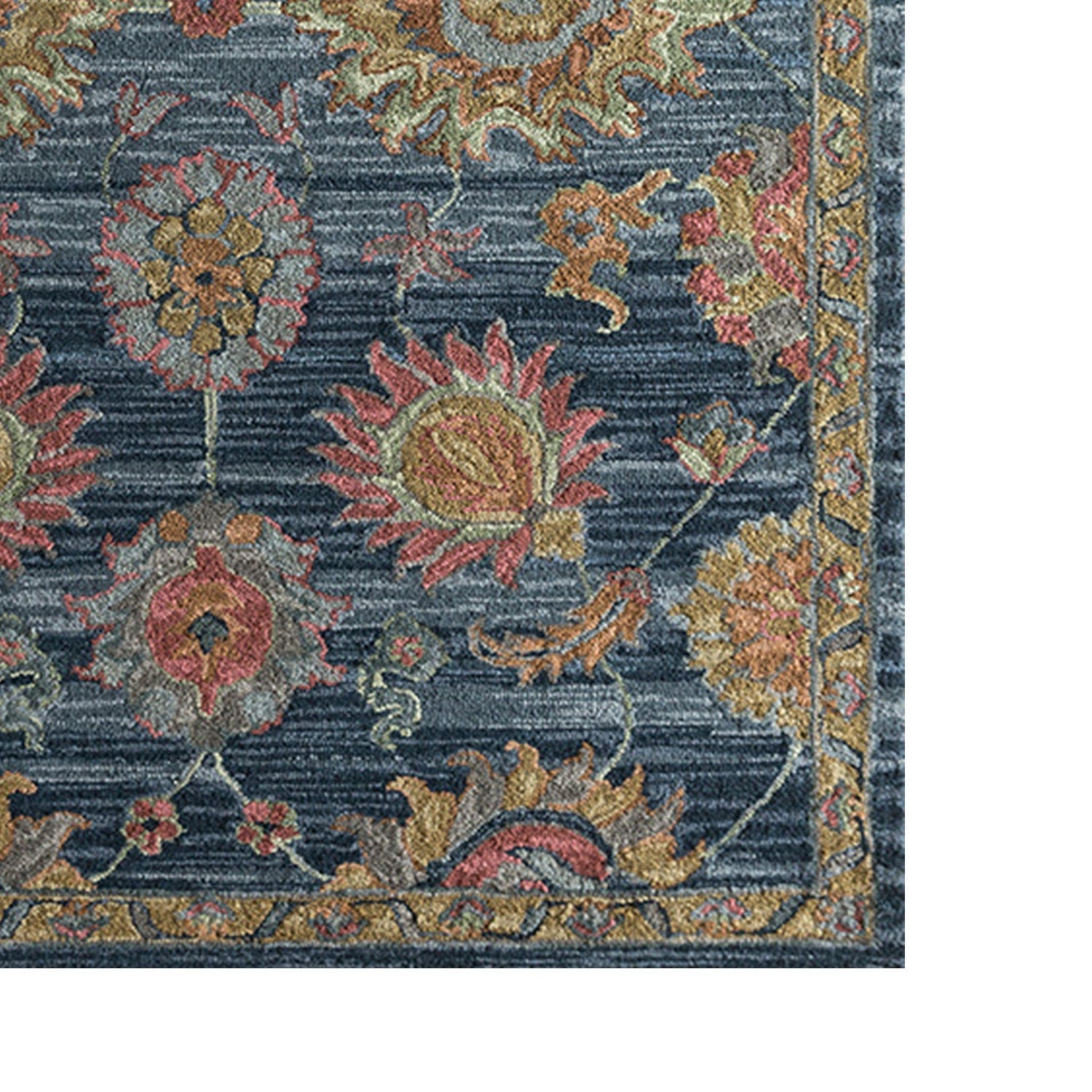 Aziz - Handcrafted Rug/Carpet | Pure Wool | Hand Tufted | High Pile | High Density | Yarn Dyed | Blue, Pink, Yellow-1