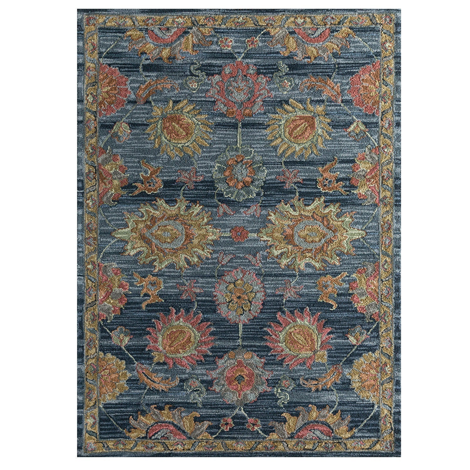 Aziz - Handcrafted Rug/Carpet | Pure Wool | Hand Tufted | High Pile | High Density | Yarn Dyed | Blue, Pink, Yellow-0