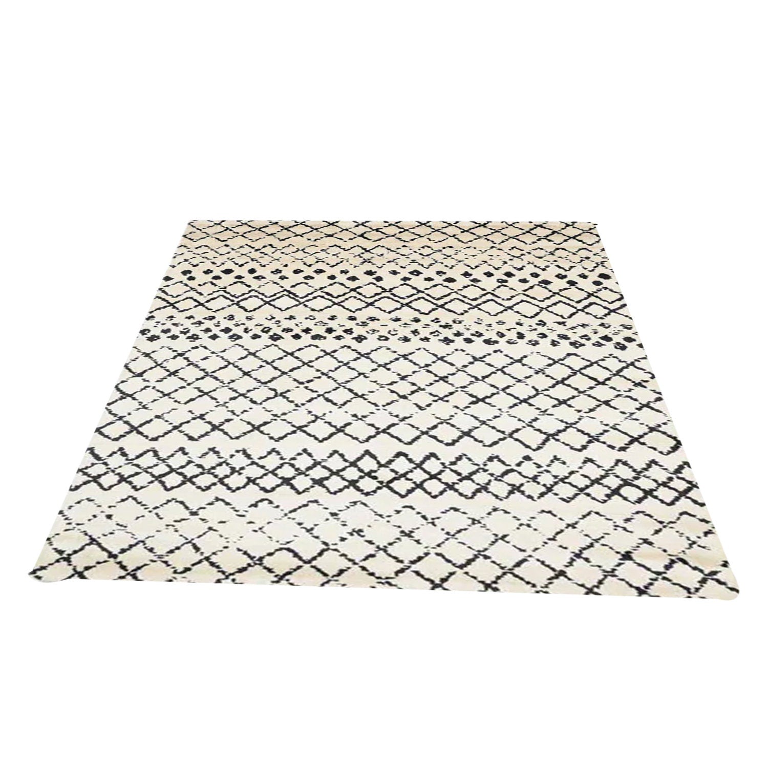 Cream and Black - Handcrafted Rug/Carpet | Pure Wool | Hand Tufted | High Pile | High Density | Yarn Dyed-3