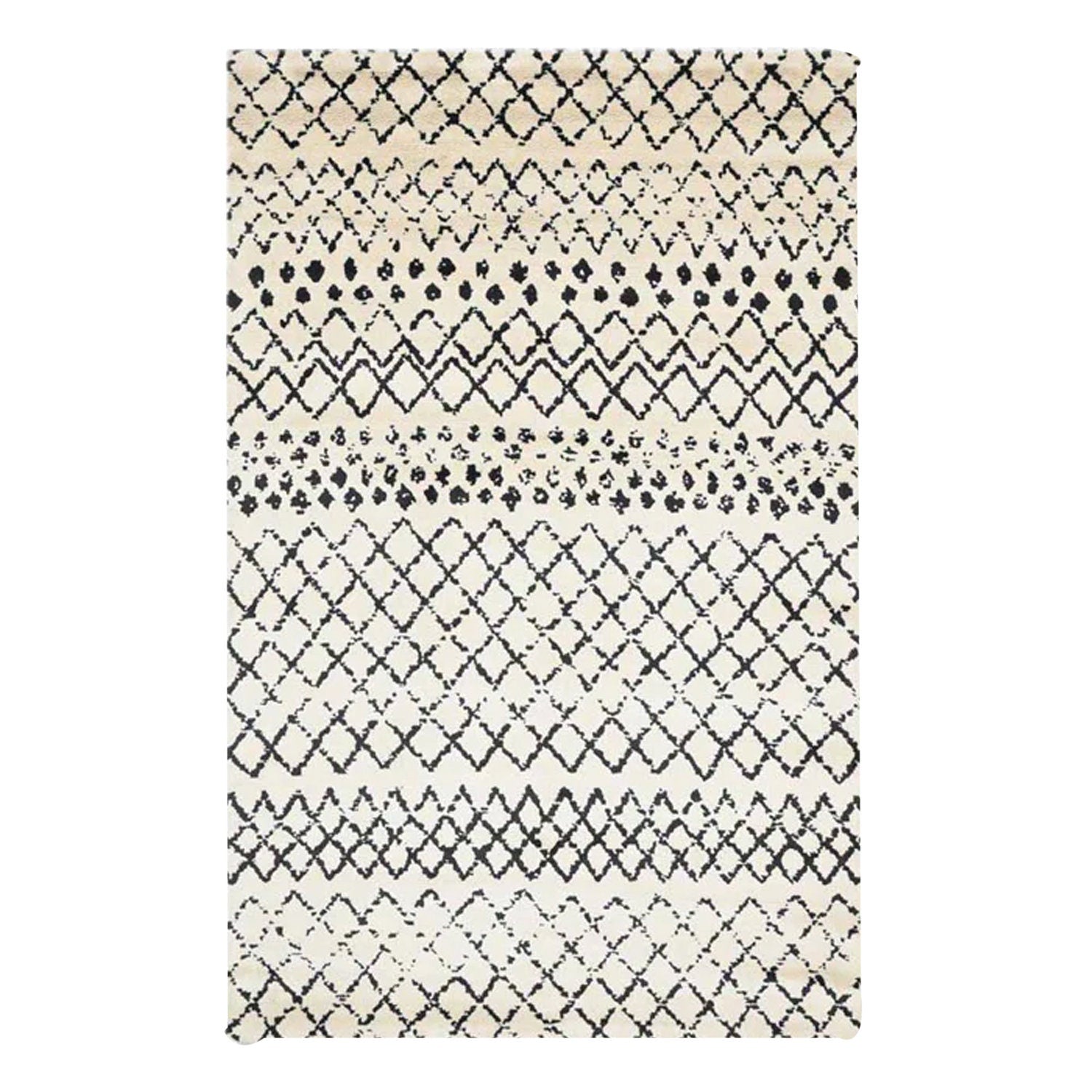 Cream and Black - Handcrafted Rug/Carpet | Pure Wool | Hand Tufted | High Pile | High Density | Yarn Dyed-0