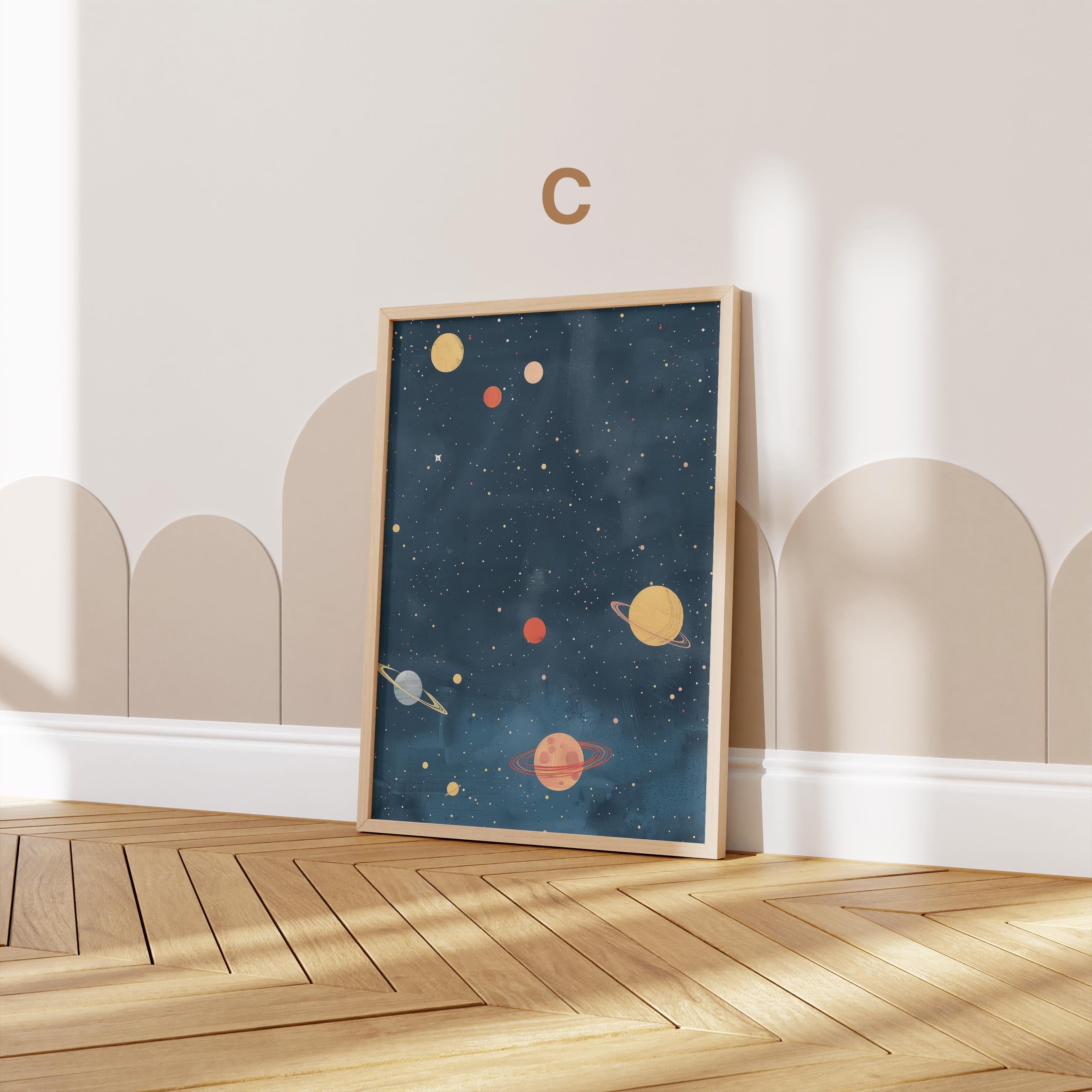 Astronaut Poster Kinderzimmer · Geschenkidee für Kinder · Kinderzimmer Deko  · Weltraum Rakete & Planeten · Deko Print ohne Rahmen-4
