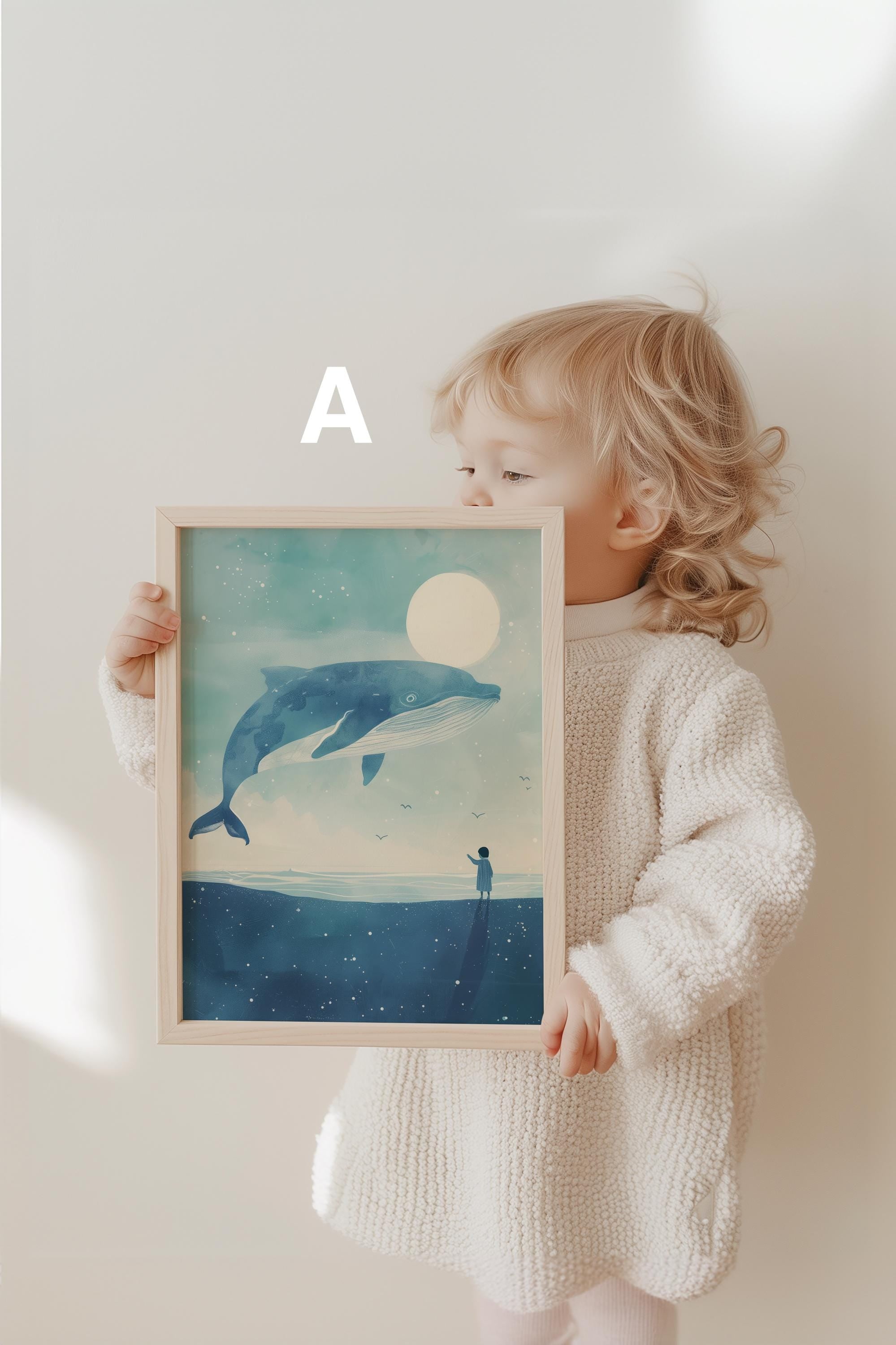 Wal Poster Kinderzimmer · Geschenkidee für Kinder ·Märchenhafte Ozeane · Traumhaftes Wal Abenteuer · Kind trifft Wal ·Deko Print ohne Rahmen-2