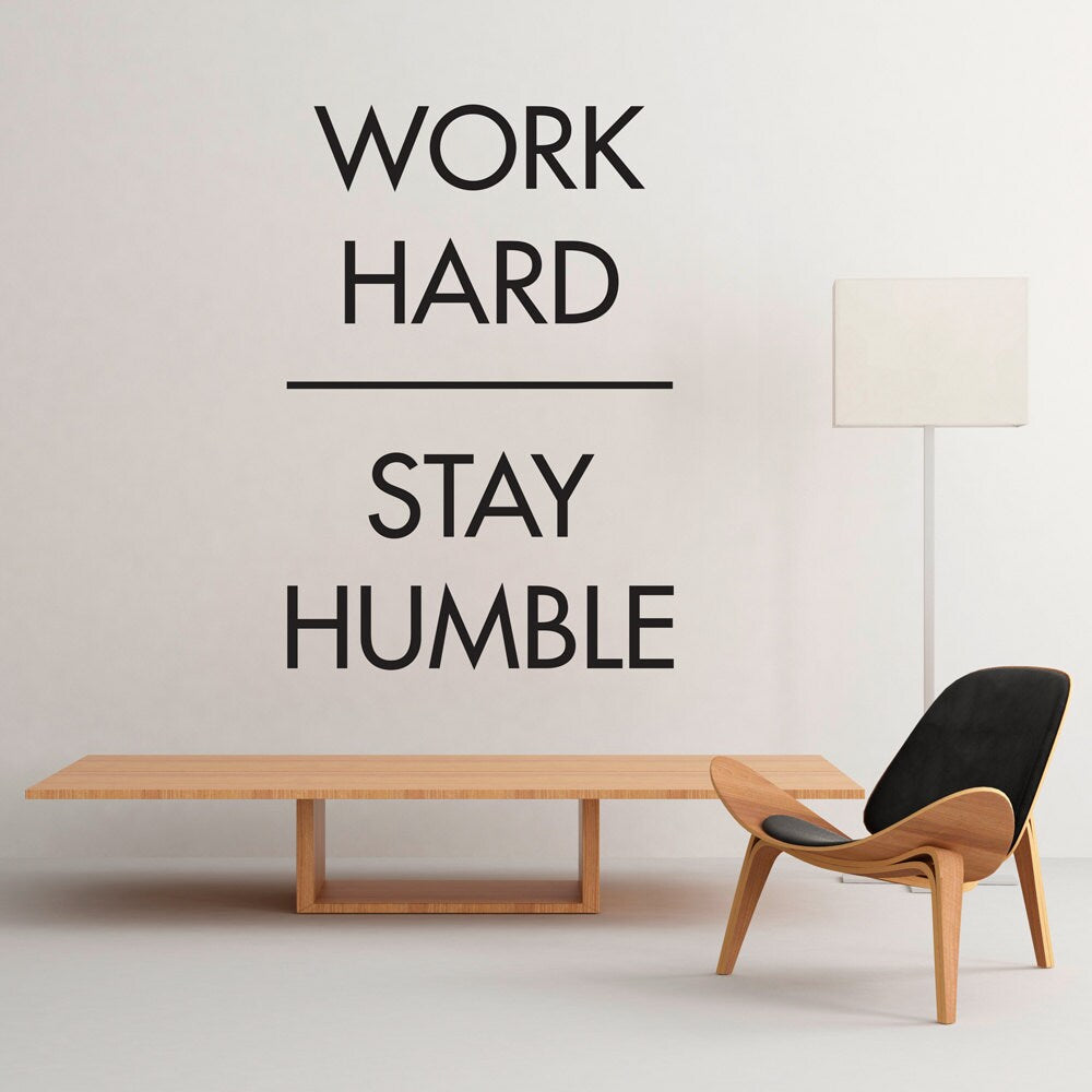 Office Decor - Work Hard Stay Humble - Typography Stickers - Inspirational Stickers - Motivational Decals - SKU:WORKHSH-1