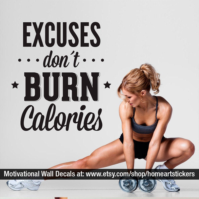 No Excuses, Gym Wall Decal, Fitness, Stickers, Motivational Quotes, Sports Decals, Exercise Stickers, Wall Decal, Decals, Gyms - SKU:EDBC-0