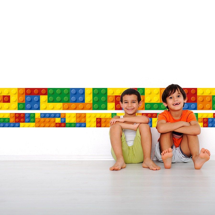 Bricks Border on Wall - Building Blocks - Bricks wall decal - Nursery Stickers - Kids Stickers - SKU:BRICKINF-0