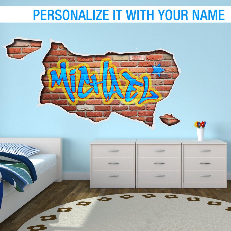 Personalized, Graffiti, Street Art, Color Street, Wall Decal, Personalized gift, Birthday Gift, Custom Stickers, Gift, Gifts - SKU:PerGrafNa-0