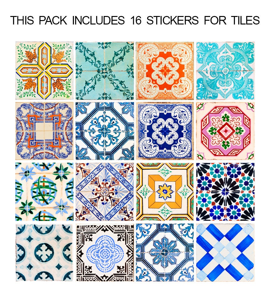 Spanish Tiles - Flooring - Floor Tiles - Floor Vinyl - Tile Stickers - Tile Decals - bathroom tile decal - kitchen tiles 32 - SKU:SpTiFl-2