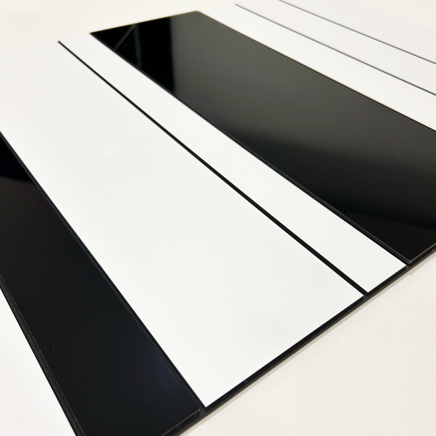 White and Black Mirror Gloss 3D Wall Panels-4