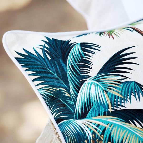 Cushion Cover-With Piping-Palm Trees White-45cm x 45cm-2