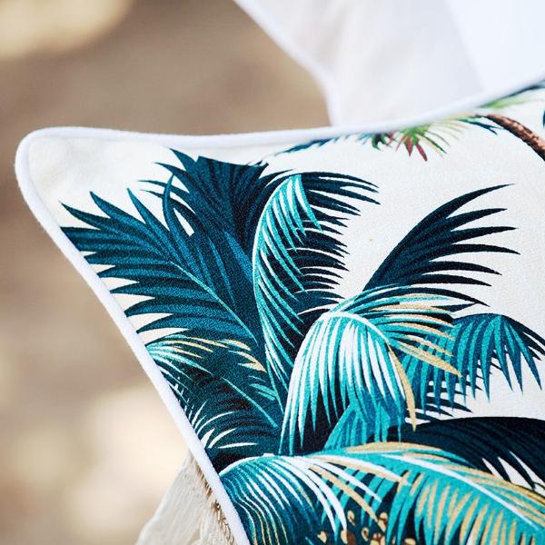 Cushion Cover-With Piping-Palm Trees White-35cm x 50cm-2