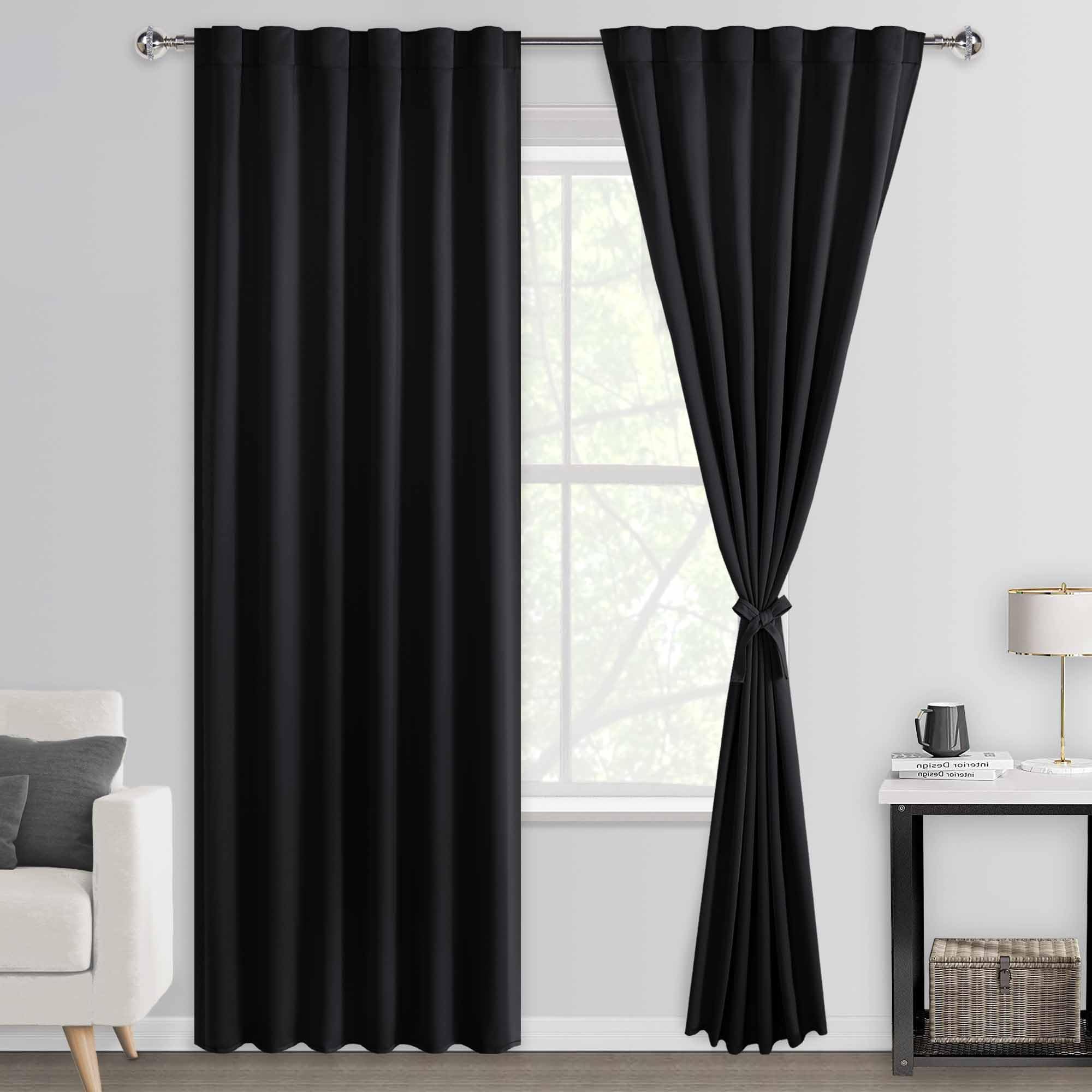 DWCN Blackout Curtains with Tiebacks, Rod Pocket/Back Tab, Set of 2 Panels-11