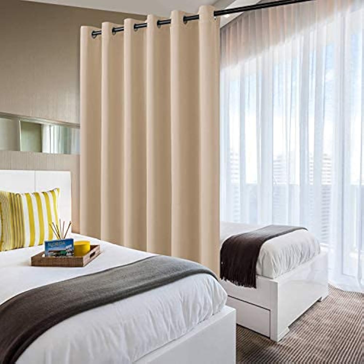 DWCN Room Divider Blackout Curtain, 1 Grommet Curtain Panel-5