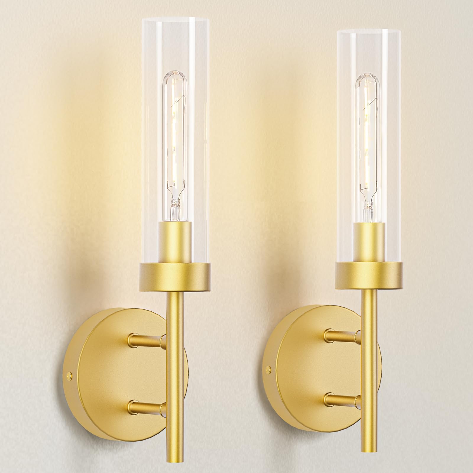 Gold Hardwired Wall Sconces Set of 2, Modern Bathroom Vanity Sconces Wall Lighting (Copy)-0