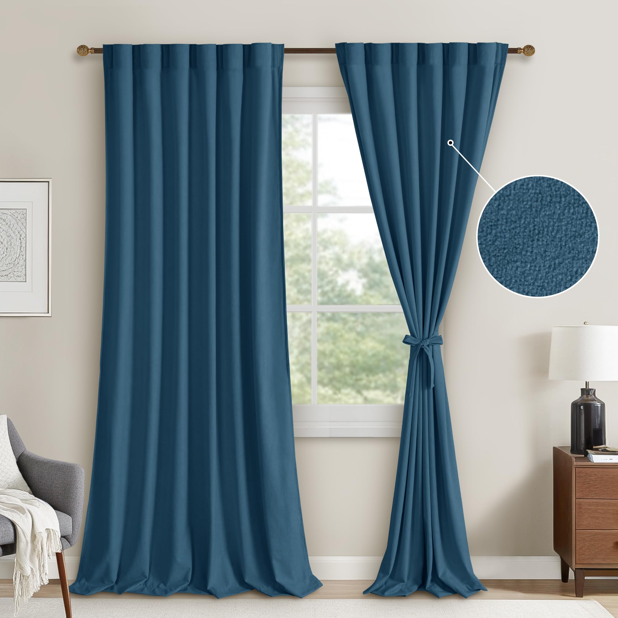 DWCN Velvet Curtains, 2 Panels - Rod Pocket and Back Tab-10