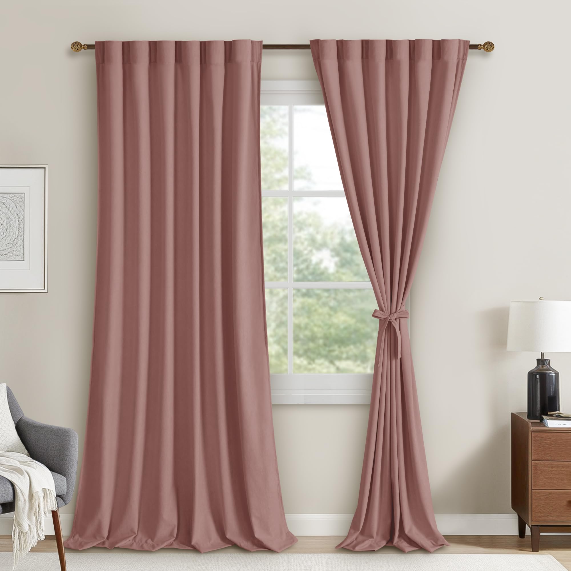 DWCN Velvet Curtains, 2 Panels - Rod Pocket and Back Tab-19