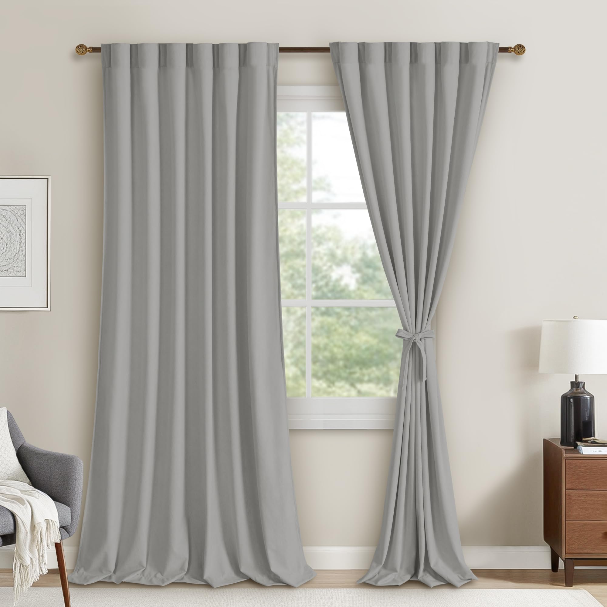 DWCN Velvet Curtains, 2 Panels - Rod Pocket and Back Tab-5