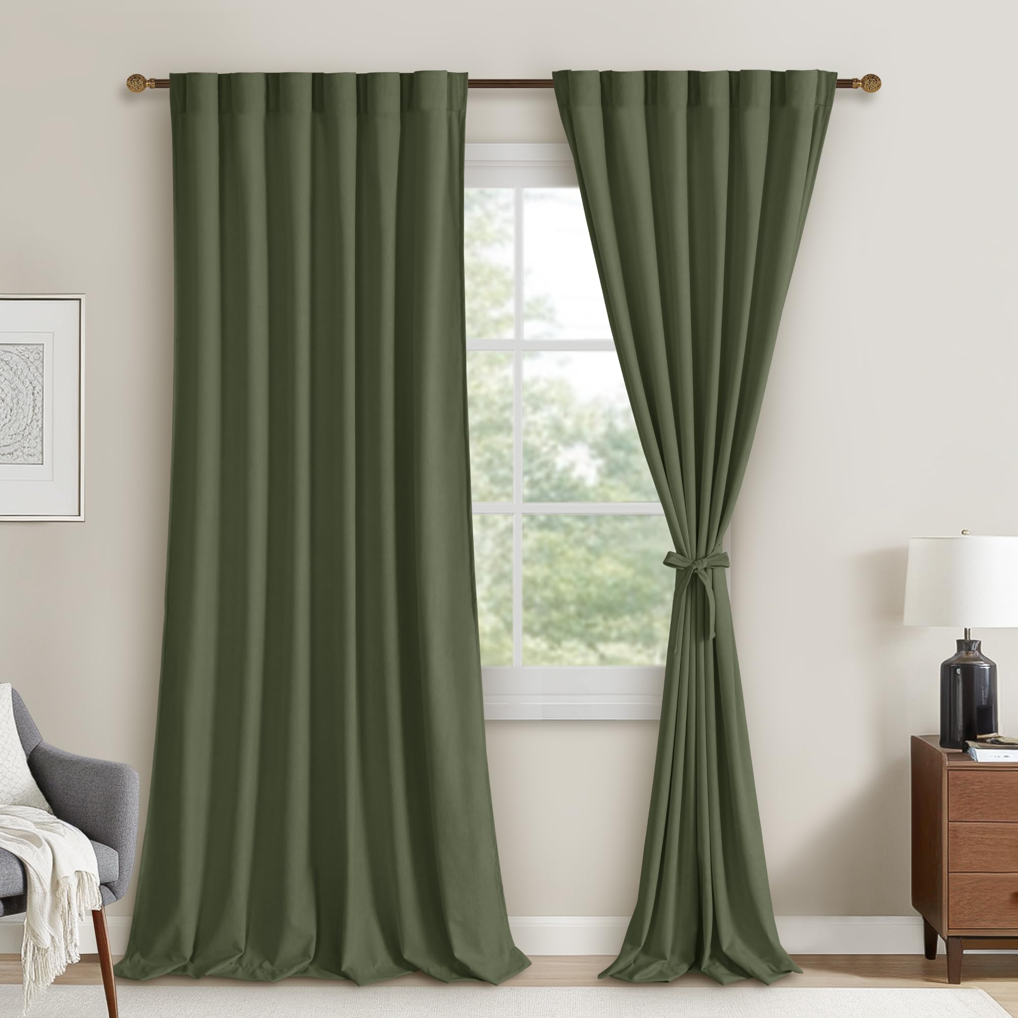DWCN Velvet Curtains, 2 Panels - Rod Pocket and Back Tab-13