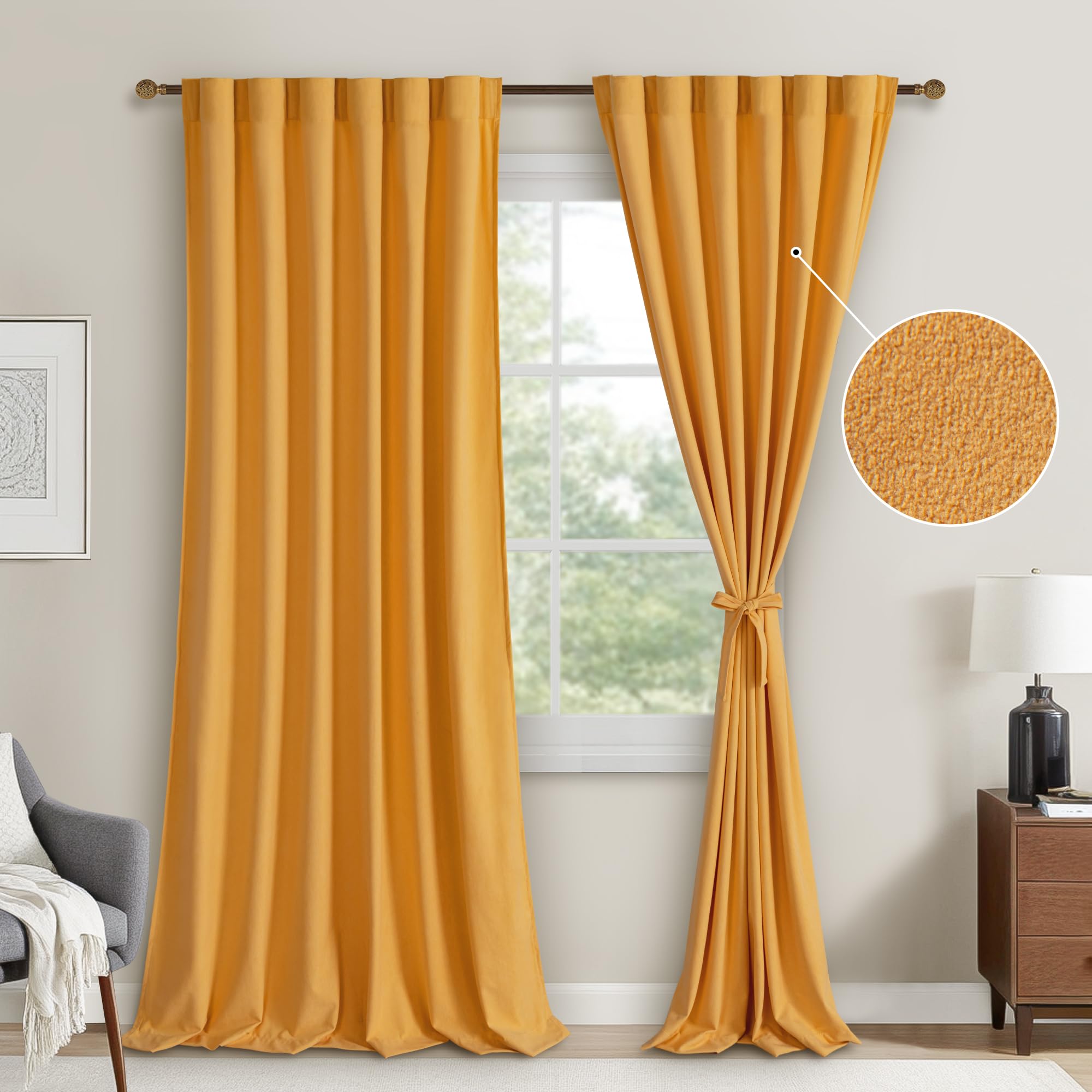 DWCN Velvet Curtains, 2 Panels - Rod Pocket and Back Tab-18