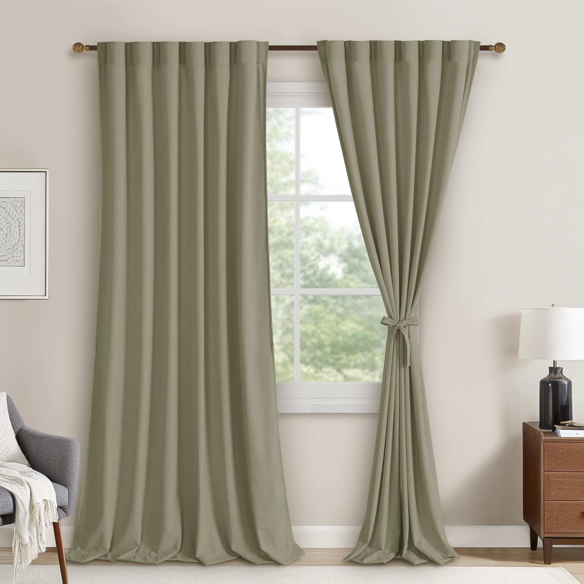 DWCN Velvet Curtains, 2 Panels - Rod Pocket and Back Tab-12