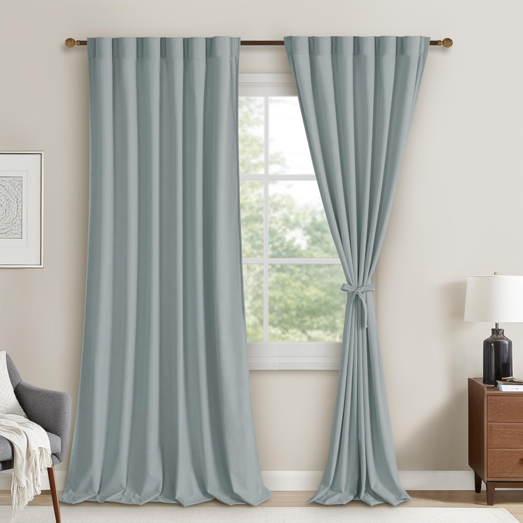 DWCN Velvet Curtains, 2 Panels - Rod Pocket and Back Tab-11