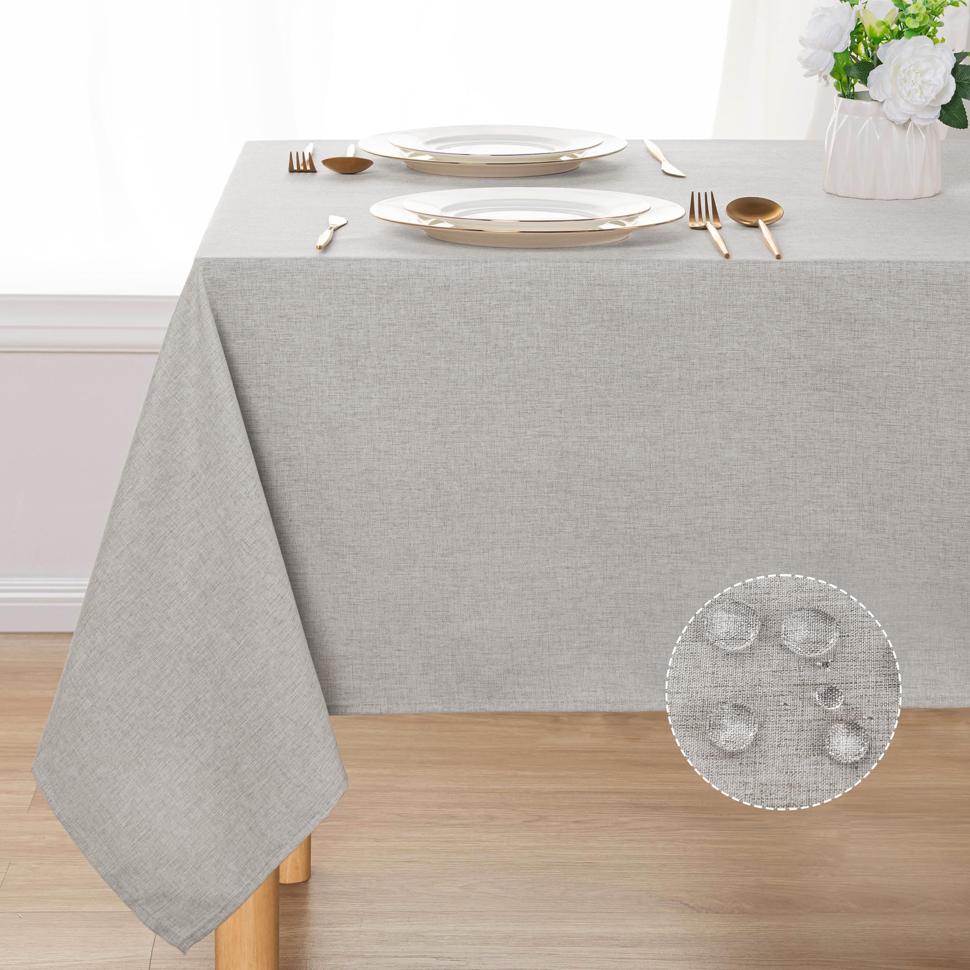 DWCN Rectangle Faux Linen Tablecloth-7